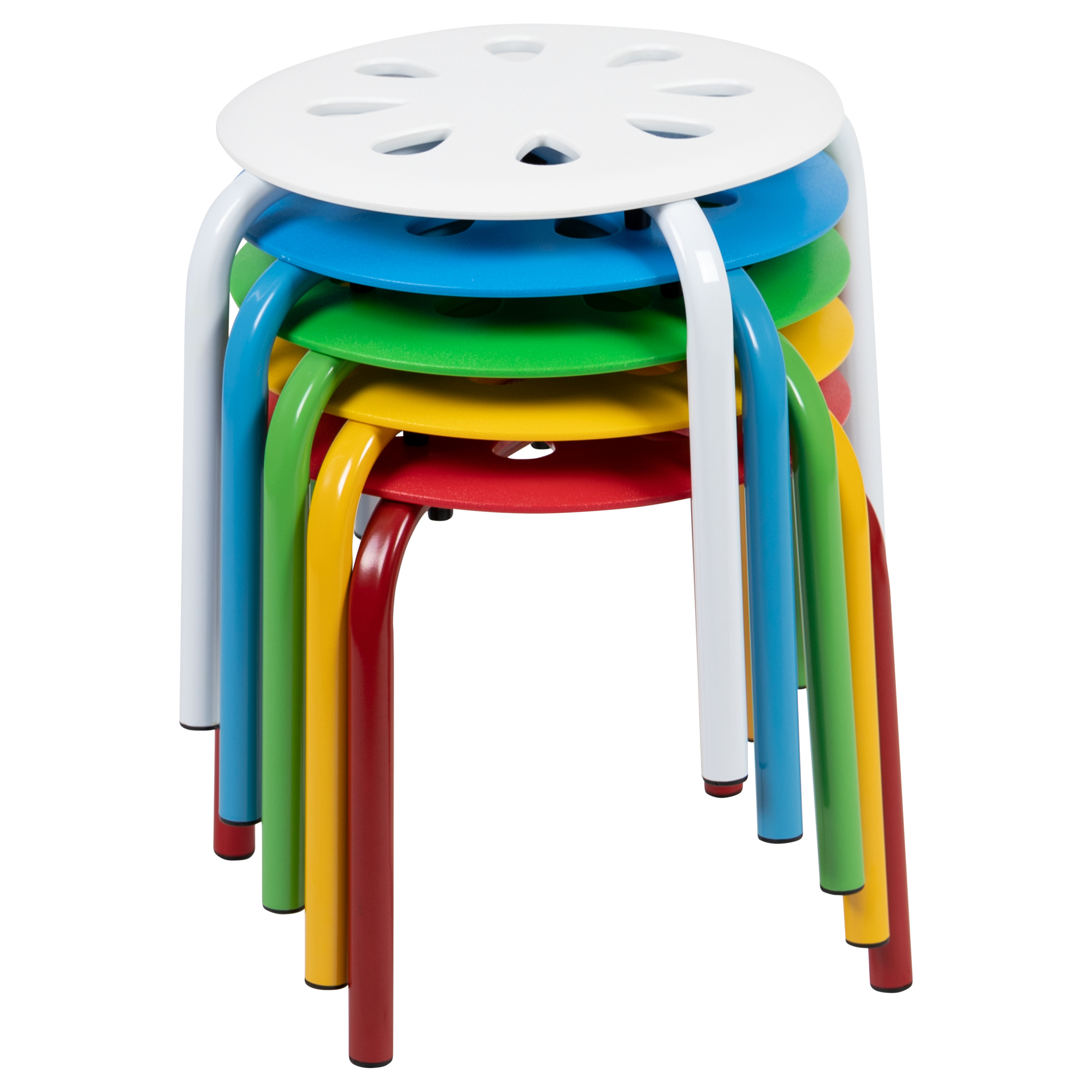 Flash Furniture, 11.5in.H Plastic Stack Stools, Multi-Color(5 Pack), Included (qty.) 1 Model# LES2MC